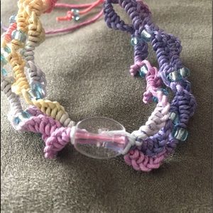 Rainbow hemp cross bracelet